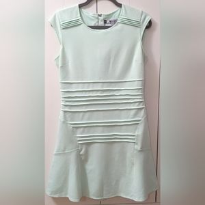 JENNIFER LOPEZ, Pintuck Fit and Flare Ponte Dress, Mint, Size 12 Petite.